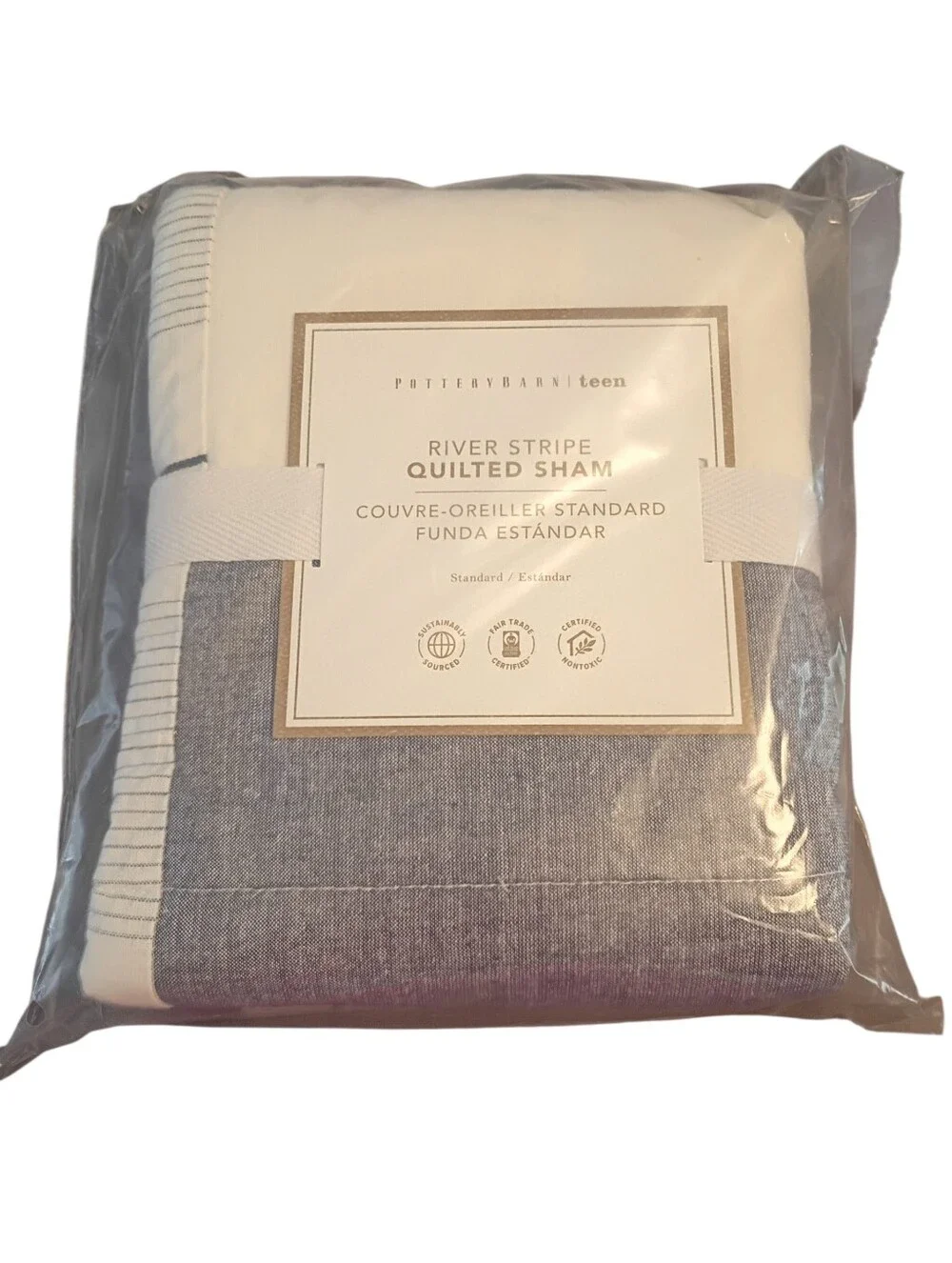 Pottery Barn Teen River Stripe Quilted Standard Sham 20